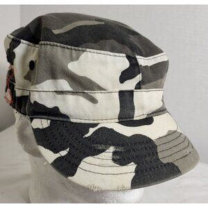 Camo Cadet Military Style Hat Cap Dorfman Pacific VTG  Adjustable Distressed